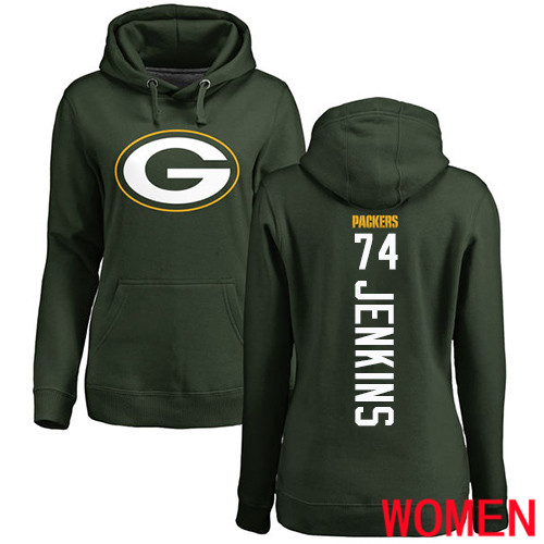 Green Bay Packers Green Women #74 Jenkins Elgton Backer Nike NFL Pullover Hoodie Sweatshirts